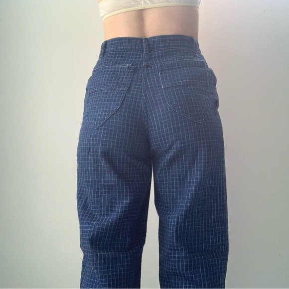 Vintage 1980s highrise pastel grid stitched blue jeans - Picture 8 of 13